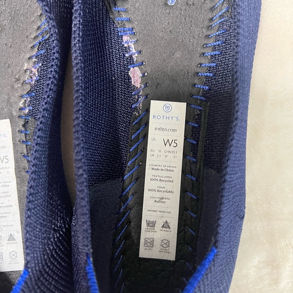 Rothy’s The Flat Round Toe Flats Navy Blue Knit Women’s Size 5 Sustainable Shoes - Picture 10 of 11